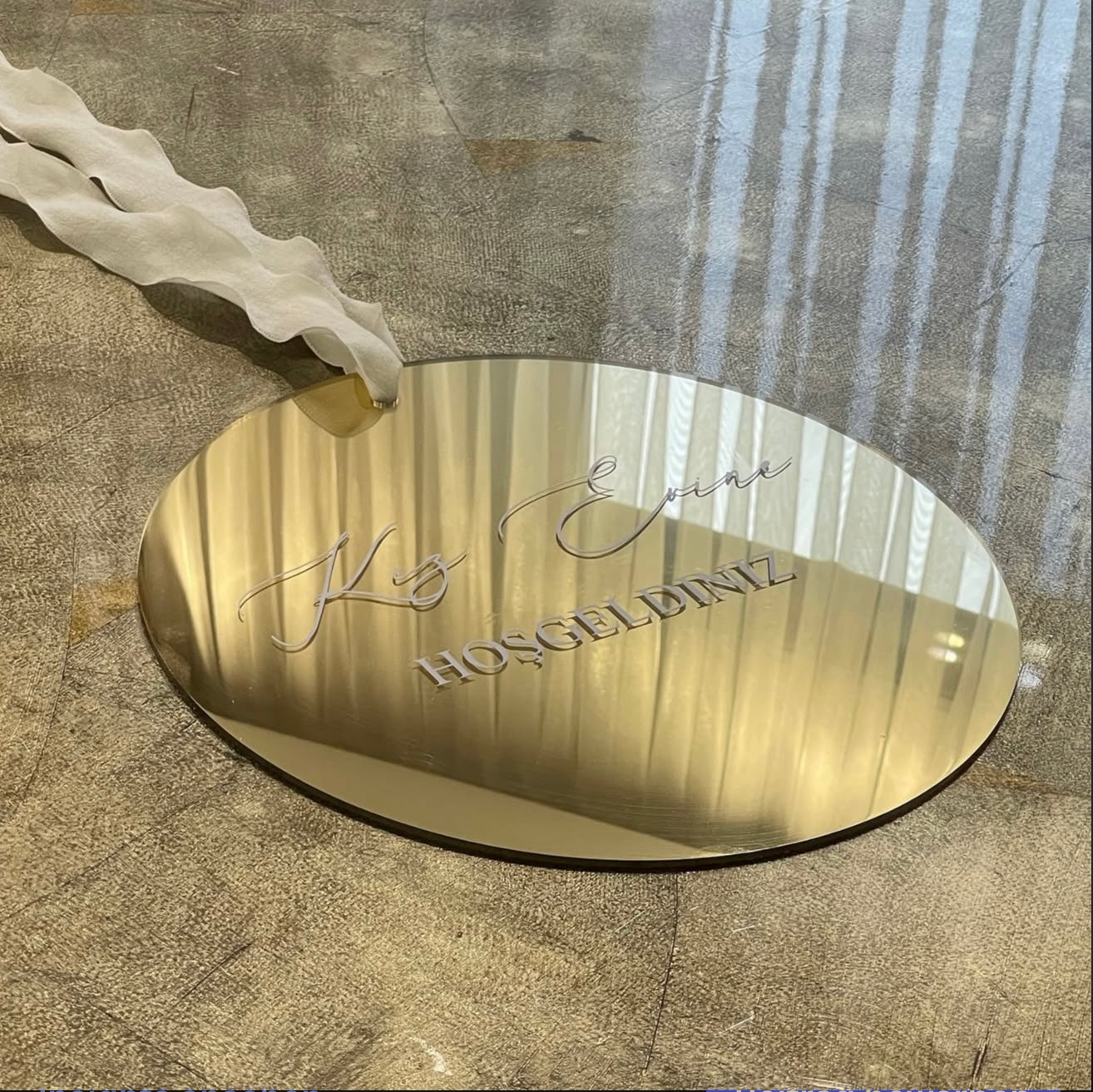 Goldspiegelacryl Türschild 30cm