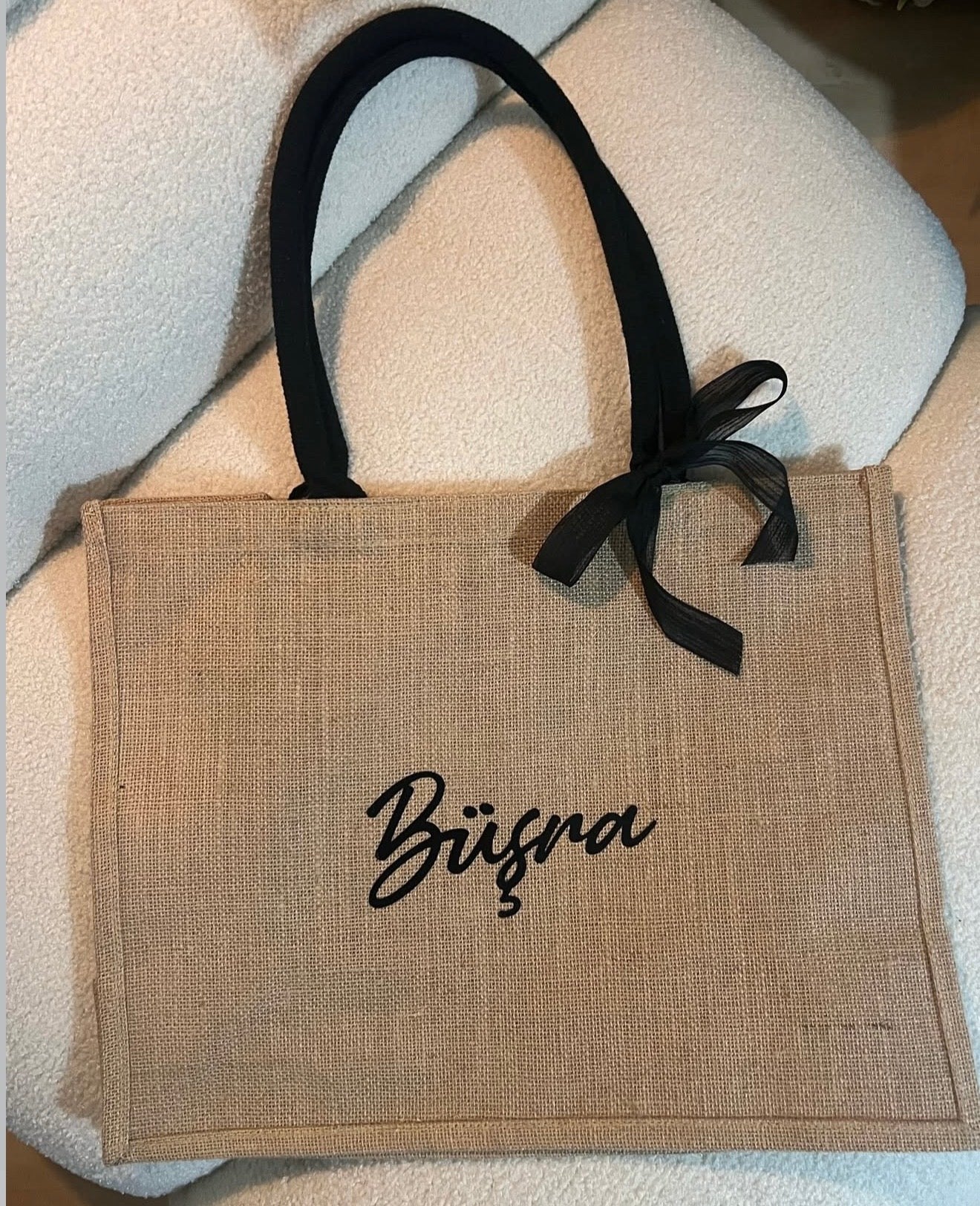 Grosse Jute Tasche mit Schleife