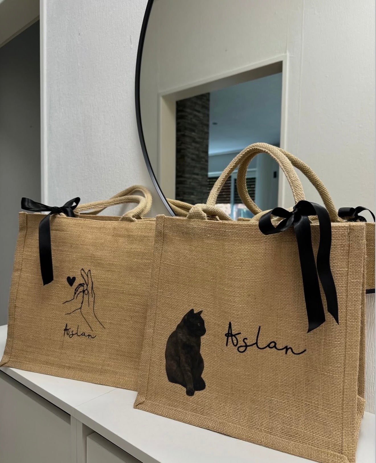 Jute Tasche mit Schleife