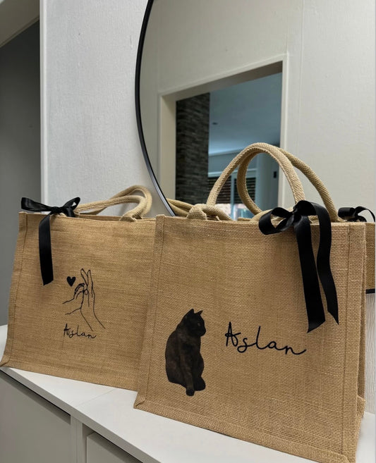 Jute Tasche mit Schleife