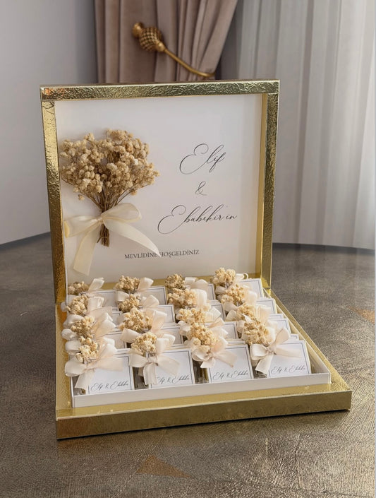 Schokobox „Schleierkraut“ mit 48 Schokis