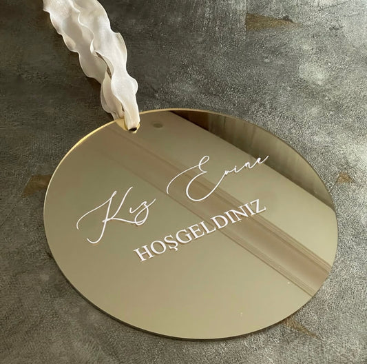 Goldspiegelacryl Türschild 30cm
